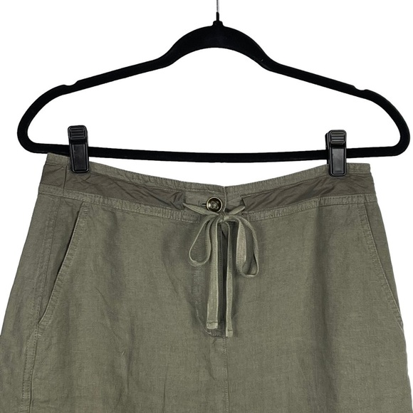 TALBOTS PURE IRISH LINEN GREEN DRAWSTRING SKIRT - Picture 4 of 13